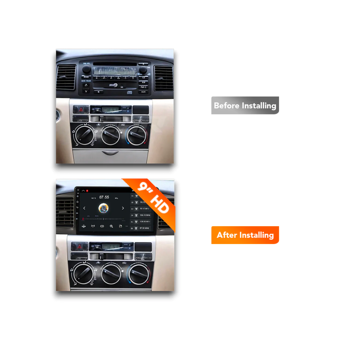 TOYOTA COROLLA (2002 - 2007) Head Unit With Wireless CarPlay & Android Auto